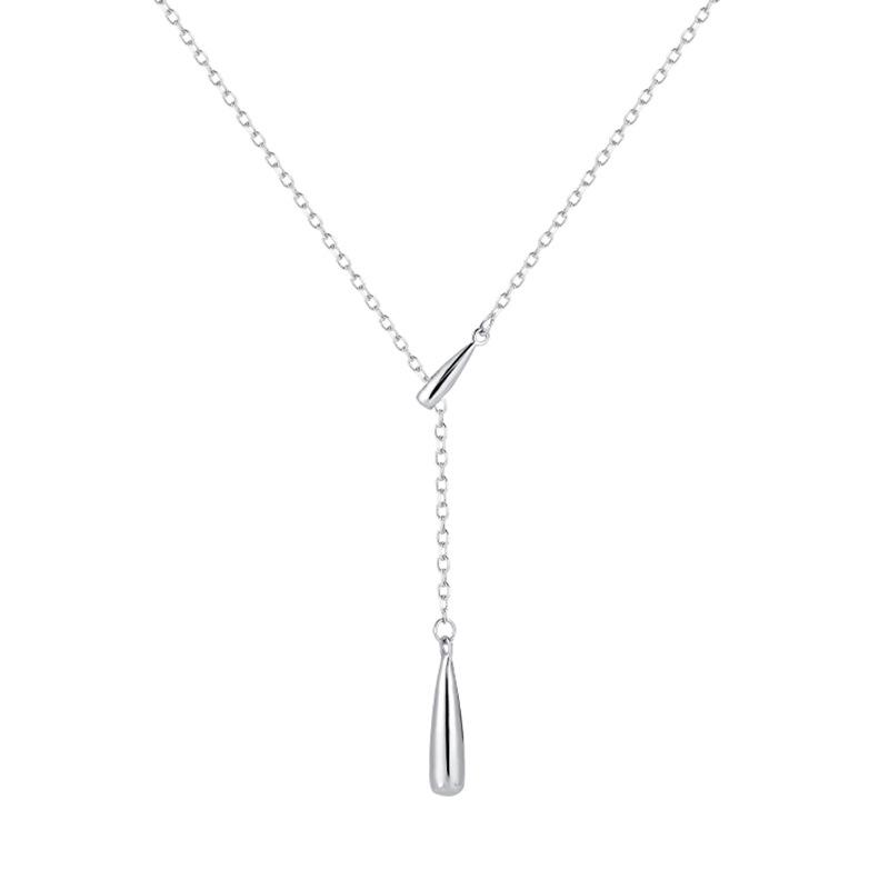 Elegant S925 Sterling Silver Water Drop Necklace - Women's Luxury Niche Design Choker with a Simple, Trendy Style.