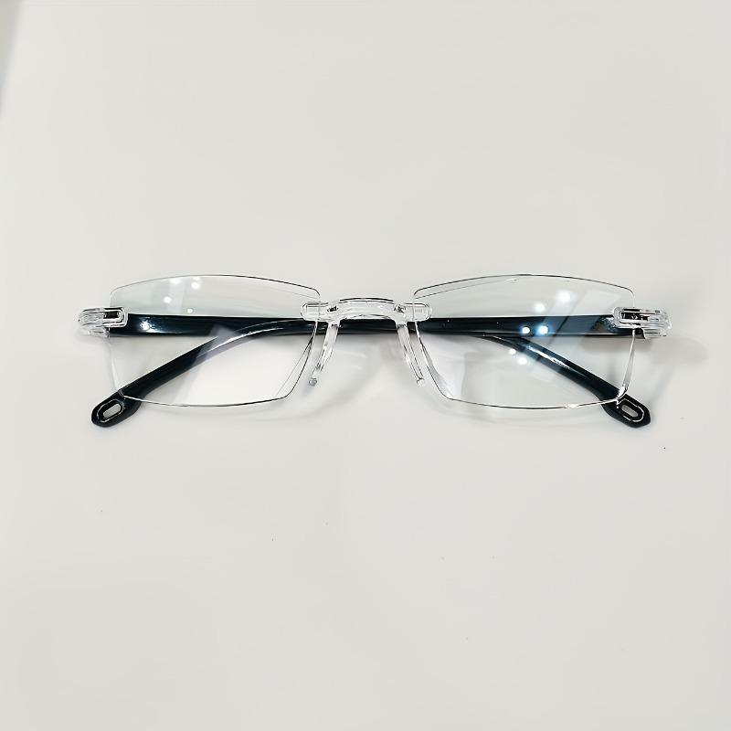 3-piece set of men's and women's presbyopia glasses - stylish frameless rectangular frame prescription+1.0 to+4.0
