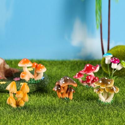 Mini Estatueta de Fada Cogumelo de Resina Cogumelos Falsos Miniaturas Micro Paisagem Jardim Gramado Pátio Bonsai DIY Ornamento Casa de Bonecas