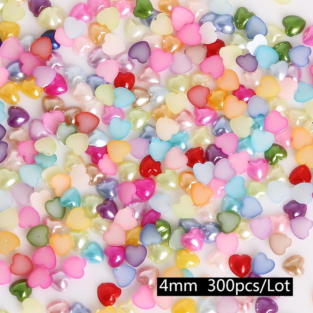 50-300Pcs Flatback Heart Shape Plastic ABS Imitation Pearl Beads For DIY Craft Scrapbook Decoration Apparel Sewing Garment Accessories