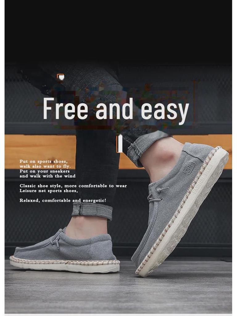 Erkek Retro Kanvas Slip-On Ayakkabılar - Nefes Alabilir Eski Pekin İlkbahar/Yaz 2023 Günlük Ayakkabılar