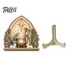 Christmas Religious Theme Decor Nativity Scene Wooden Tabletop Sign, Manger Holy Family Figurine Decor, Teak Wood Jesus Birth Figurines Xmas