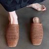 Geweven holle tas hoofd halve pantoffels dames 2025 zomer nieuwe draag platte zool casual veelzijdig luie muller coole pantoffels