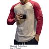 Men Shirt Contrast Colors Breathable Round Neck Soft Spring Top for Jogging