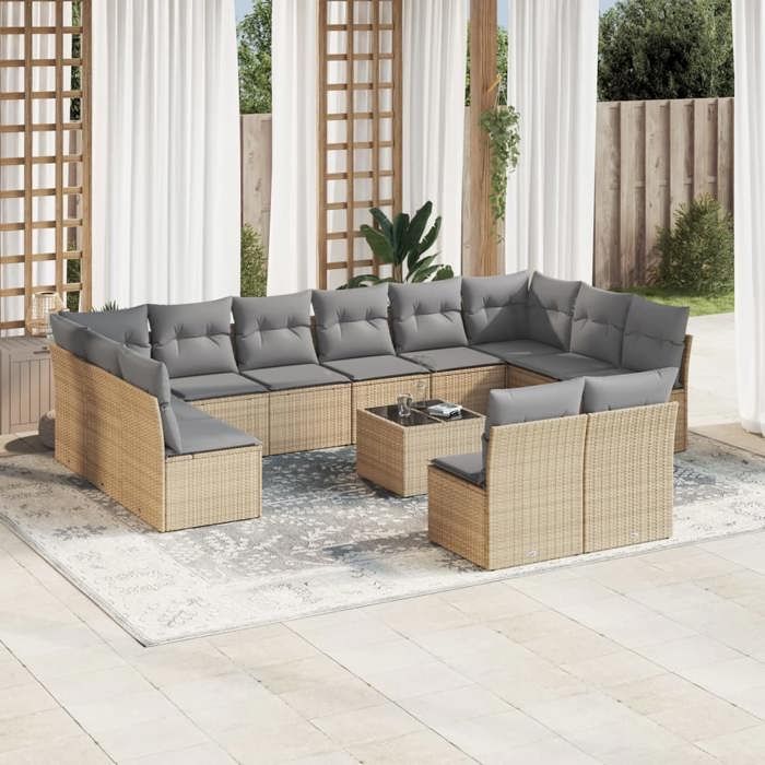 VidaXL Garden Lounge Set with Cushions 11 Pcs, Patio Sofas, Patio Furniture Set, Outdoor Furniture, Beige 3217868