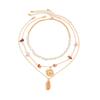 Holiday Wind Irregular Gravel Necklace Female, Stacked Metal Sunflower Pendant Collarbone Necklace