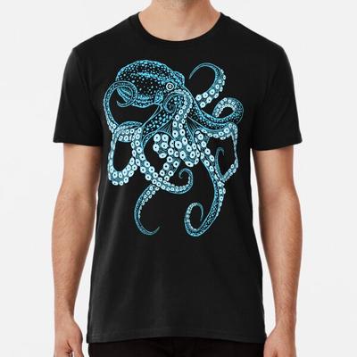 Diepzee blauwe kraken octopus in gevechtshouding T-shirt S-5XL Beste T-shirt