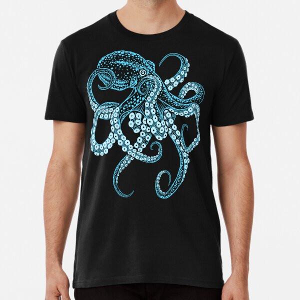 

Deep-sea blue kraken octopus in combat stancT-Shirt S-5XL Best T-Shirt 2XL