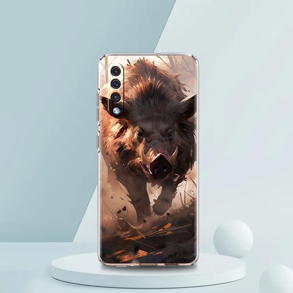 Transparent Phone Case for Samsung Galaxy A16 A14 A12 A22 A24 A42 A02 A03S A06 A20 A30 A40 Soft TPU Cover Wild Boar Pattern Bags