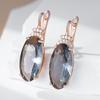 Grey Big Oval Drop Dangle Earrings For Women  Rose Gold Color With Natural Zircon High Quality Daily Fine Jewelry