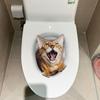 Self-adhesive Toilet Stickers 3D Cat Dog Toilet Seat Decals Funny Wall Sticker  Home Decoration