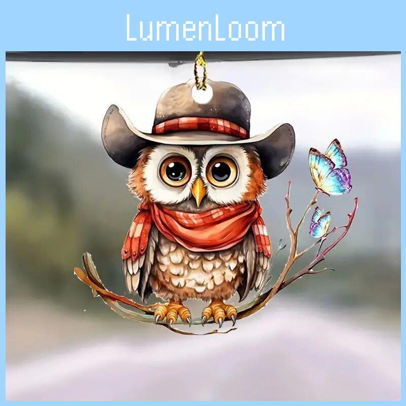 Adorable 2d Hooded Owl Acrylic Keychain For Car Interior Decoration Gifts