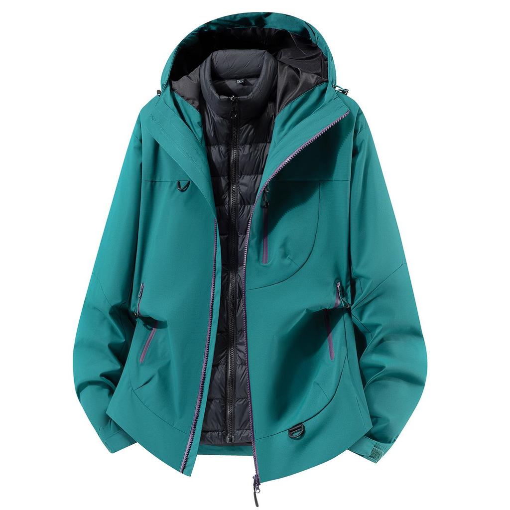 New A/W Unisex 3-in-1 Shell Jacket with Detachable Down Liner - Windproof & Waterproof for Outdoor Adventures