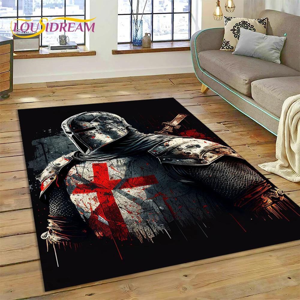 Cartoon 3D Crusaders Templar Black Knight  Carpet Rug for Home Living Room Bedroom Sofa Doormat Decor,Kids Area Rug Non-slip Mat