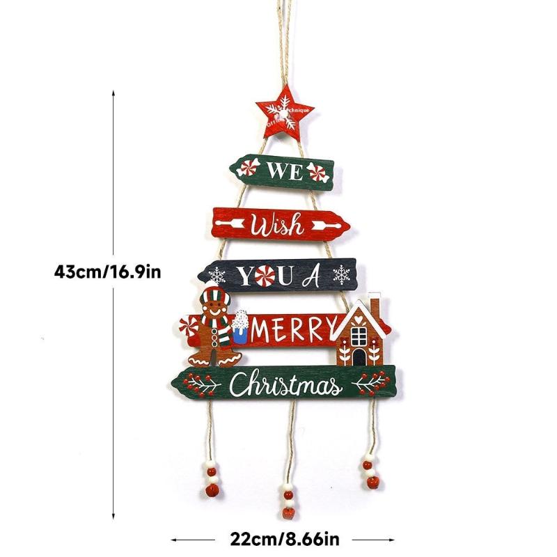 Xmas Tree Hanging Decoration, Wood Crafted, Christmas Ornaments, Fun Party Scene Props, Festive Gift