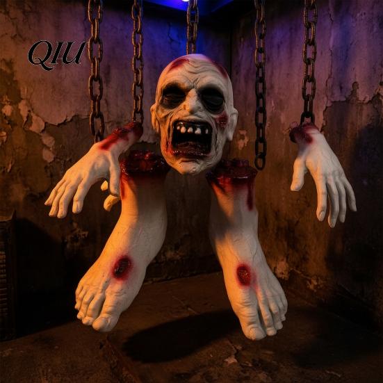 Artificial Bloodstains Anatomy 5 Pcs Halloween Body Parts Prop, Realistic Broken Head Hands Feet Set, Scary Prank Interactive Accessories Blood