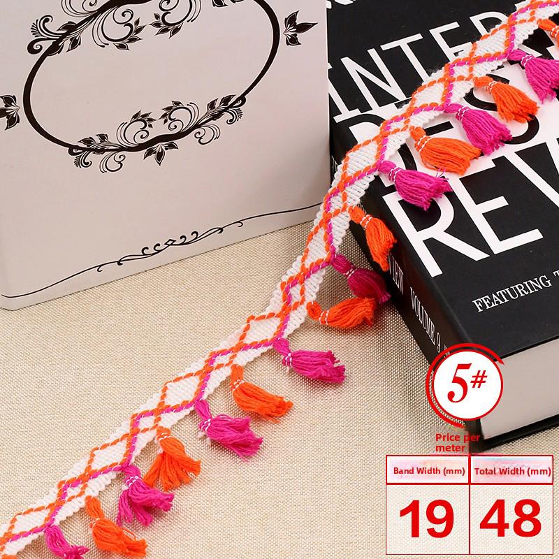 5 Meter Colorful Ethnic Style Curtain Decorative Tassel Lace Trim Upholstery Costume Fringe Trim Sewing DIY Accessories