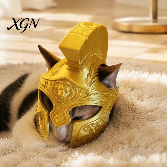 Roman Centurion Cat Costume Helmet, 3D Printed Warrior Mask, for Halloween Funny Cosplay Mask Pet Party Accessories Outfit