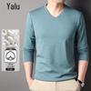 Yalu Men's V-Neck Silk Blend Long-Sleeve Tee