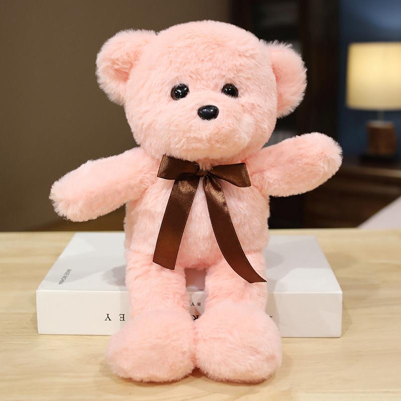 30cm Flauschiges Schleifenbär Plüschtier Weiche Stofftierpuppe Kleiner Rosa Grauer Weißer Bär Puppe Schöne Geburtstagsgeschenke für Kinder