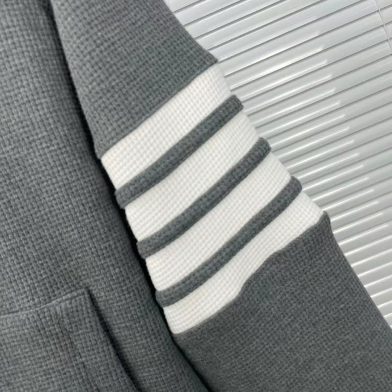 Unisex Oversized Hooded Zip-Up Sweatshirt Winter Thick Cotton Pullover With 4-Stripe Detail
