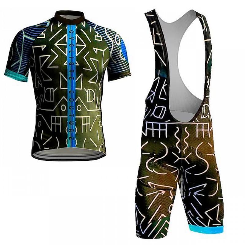 Short Sleeve Cycling Jersey Bib Shorts Set Breathable Quick Dry Wear Men Women