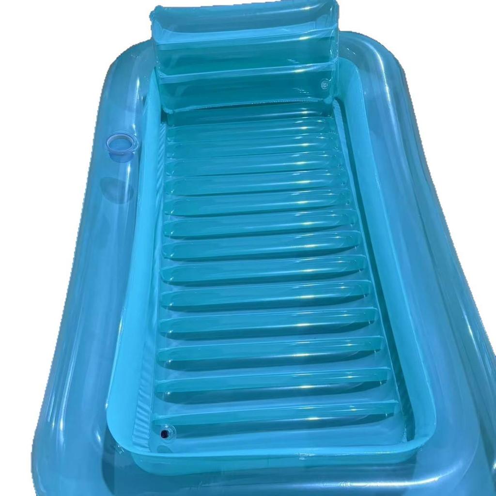 Inflatable Beach Party Raft with Cup Holder - Foldable Water Lounger and Float Bed