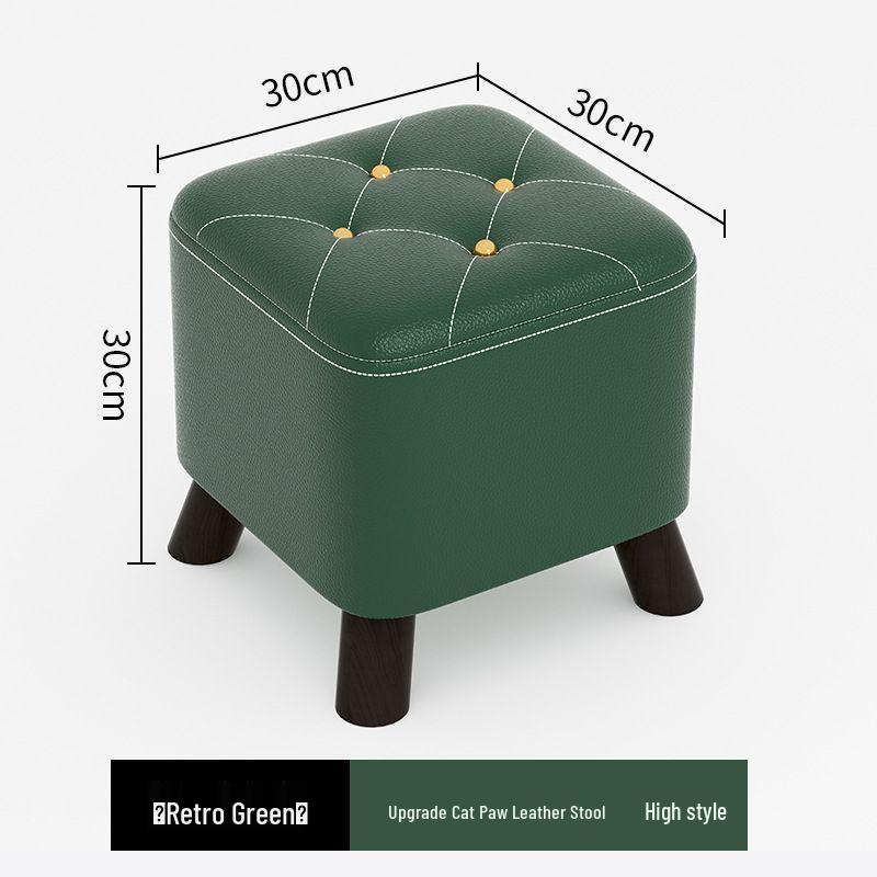 Solid Wood Footstool: Creative Tech Fabric, Multi-Use Coffee Table or Sofa Stool for Living Room