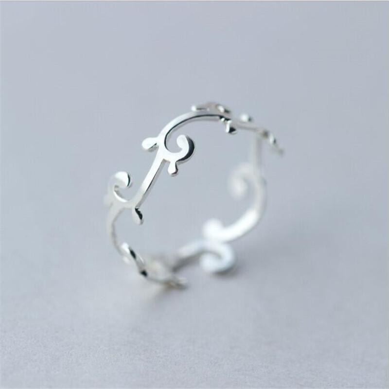 

New Simple Fashion Flower Branch 925 Sterling Silver Jewelry Ethnic Style Personality Creative Plant Opening Rings TYB057 серебряный