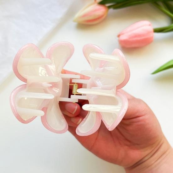 Hair Claw Flower Shape Stable Grip Glossy Shark Hair Clip Half-Tied Hair Ponytail Updo Hair Claw Hair Accessories
