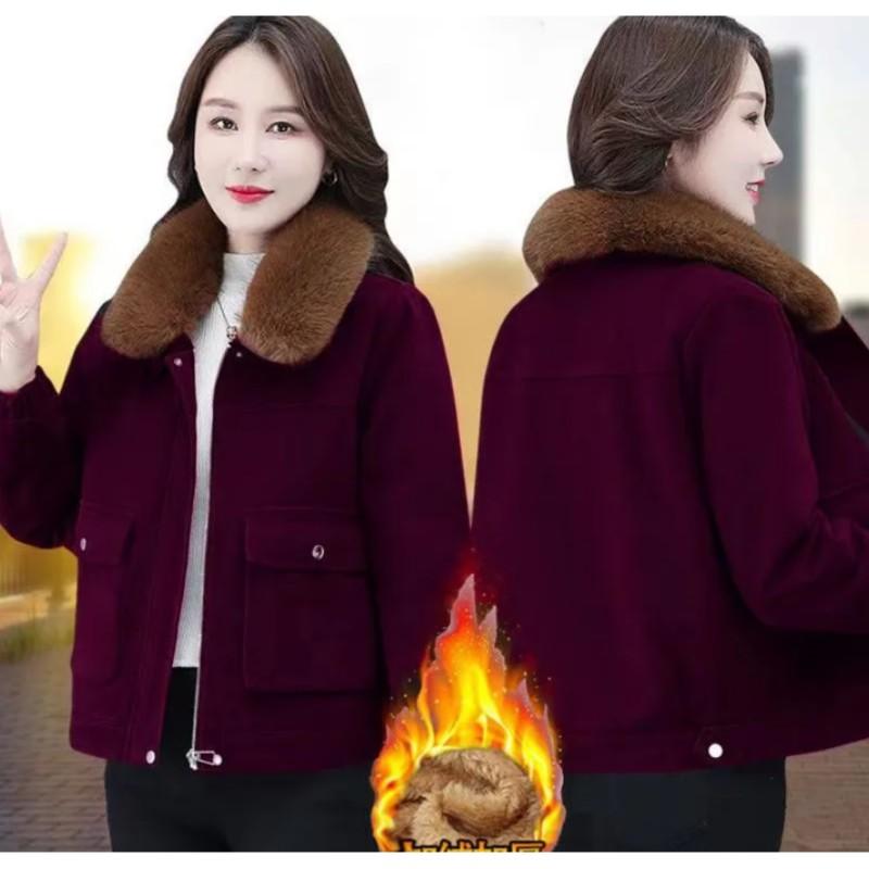 Women's Winter Warm Short Thickened Fleece Inner Open Cardigan Outerwear Casual Loose Fit Jacket for Ladies