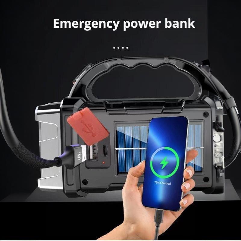 Led Flashlight Usb+Solar Rechargeable Flashlight Cob Outdoor Camping Torch Portable Searchlight Power Bank Outdoor