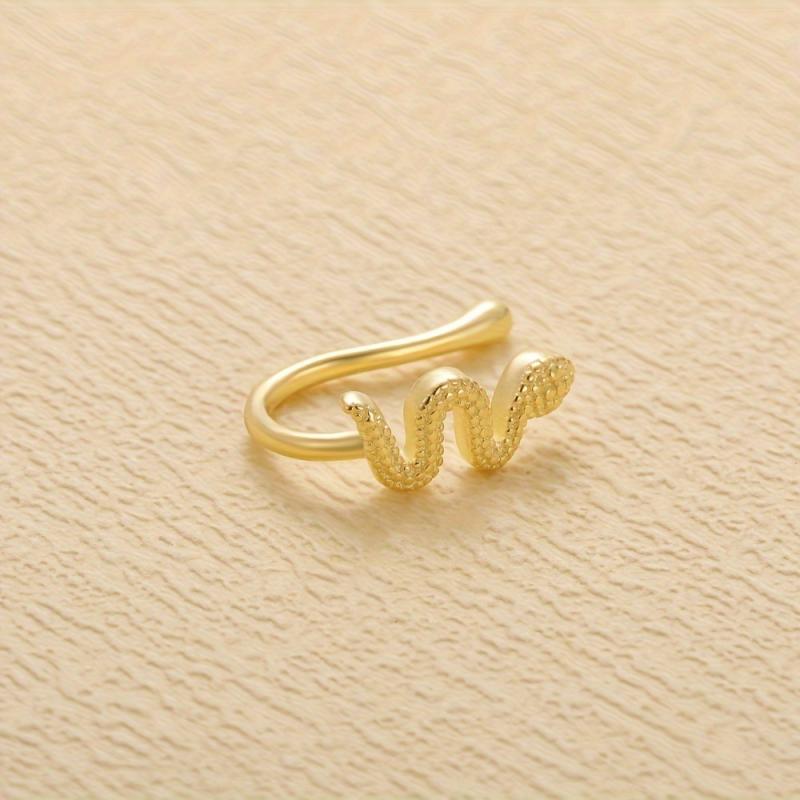 1 szt. Pierścień do nosa w kształcie litery S z motywem węża dla kobiet, minimalistyczny, retro, pozłacany, rodowany, biżuteria do ciała, elegancki kolczyk w kształcie zwiniętego węża, akcesorium do piercingu