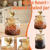 Glass Heart Jar With Airtight Lid - Creative Amber Storage Container For Tea, Candy & Sea , Transparent Kitchen & Pantry Decor