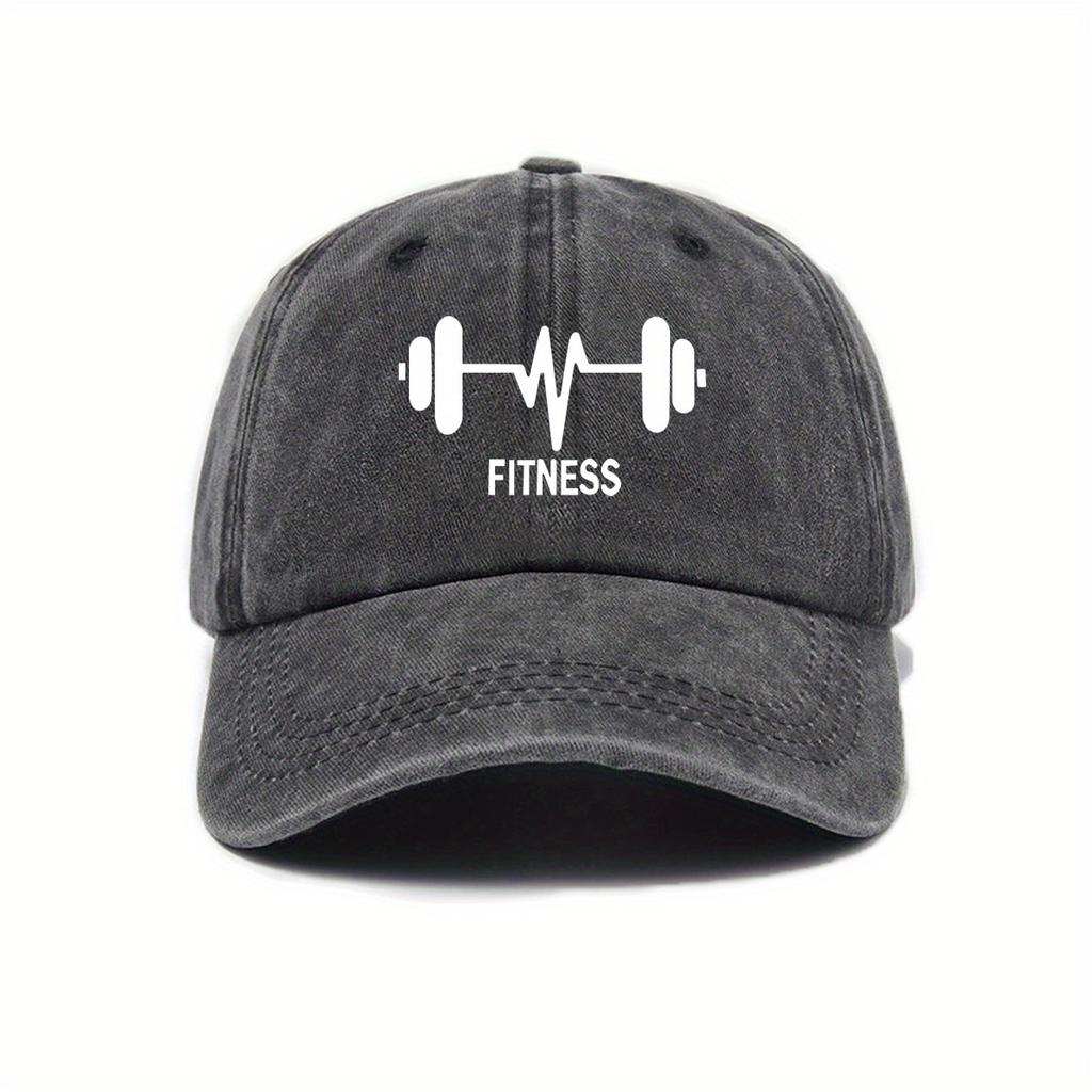 Dumbbell Print Baseball Cap for Male and Female Fitness Enthusiasts, Outdoor Leisure Running Sports Sun Protection Hat