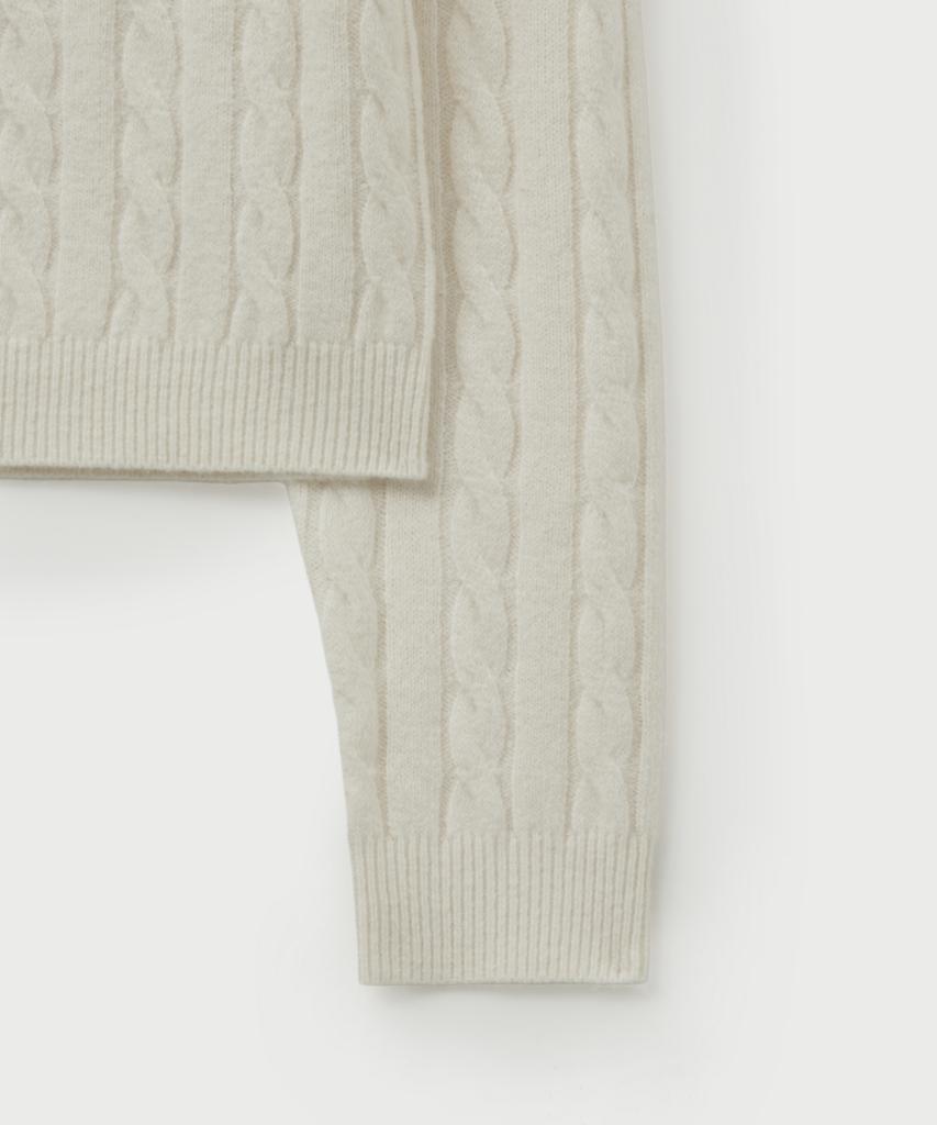 Seteo (W) Soft Touch Cable Crew Neck Knit Cream