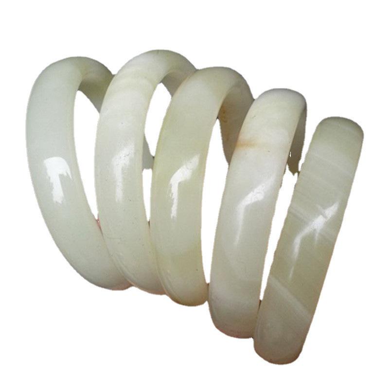 A-Note Seidenumwickeltes Weißer Jade Armband für Damen - Vielseitiges Afghanisches Eisjade Design