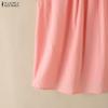 ZANZEA Women Casual Round Neck Solid Color Short Sleeve Cotton Blouse