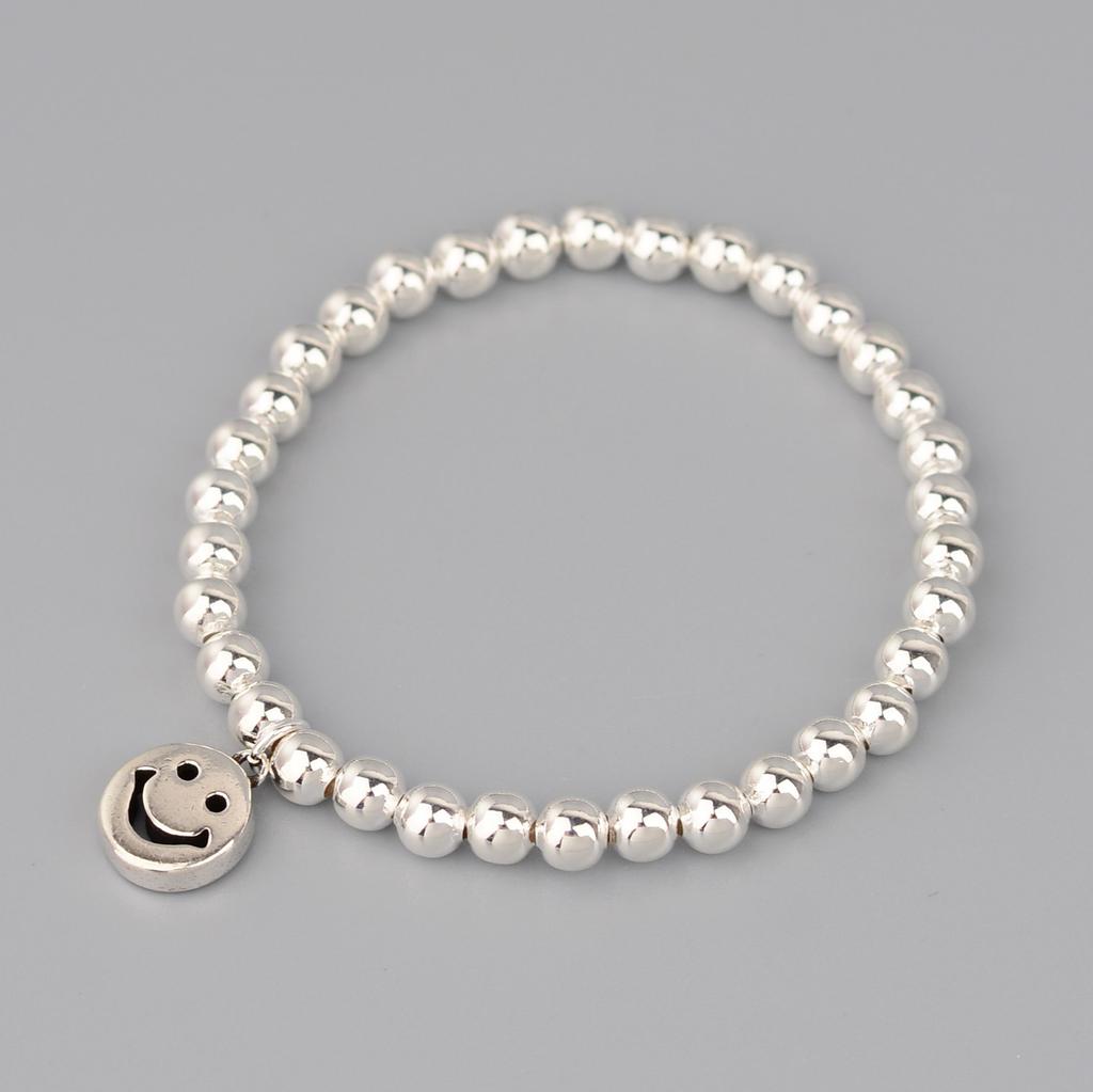 Retro Simple Smile Smile Bracelet Female Personality Smiley Face Round Bead Chain Trend Fresh Jewelry