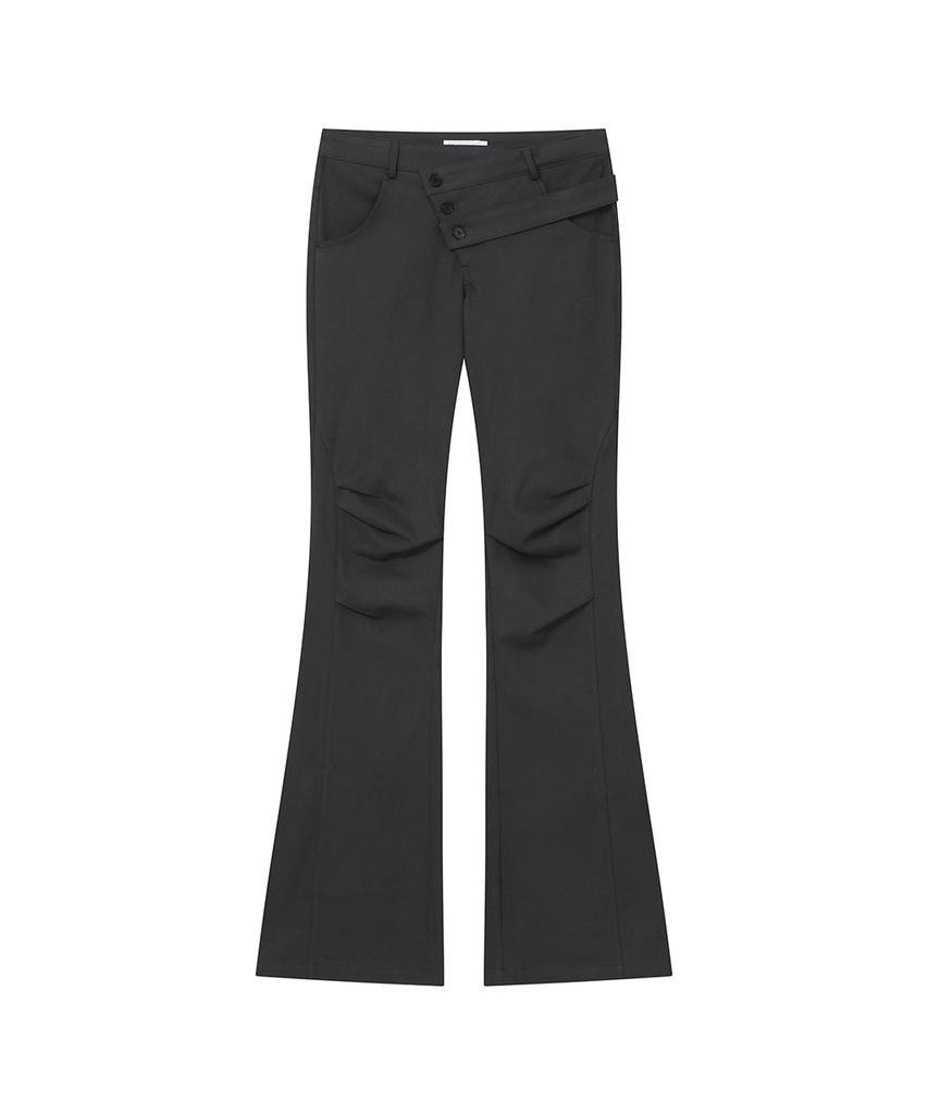 MISEKI SEOUL Diagonal Strap Bootcut Pants Charcoal