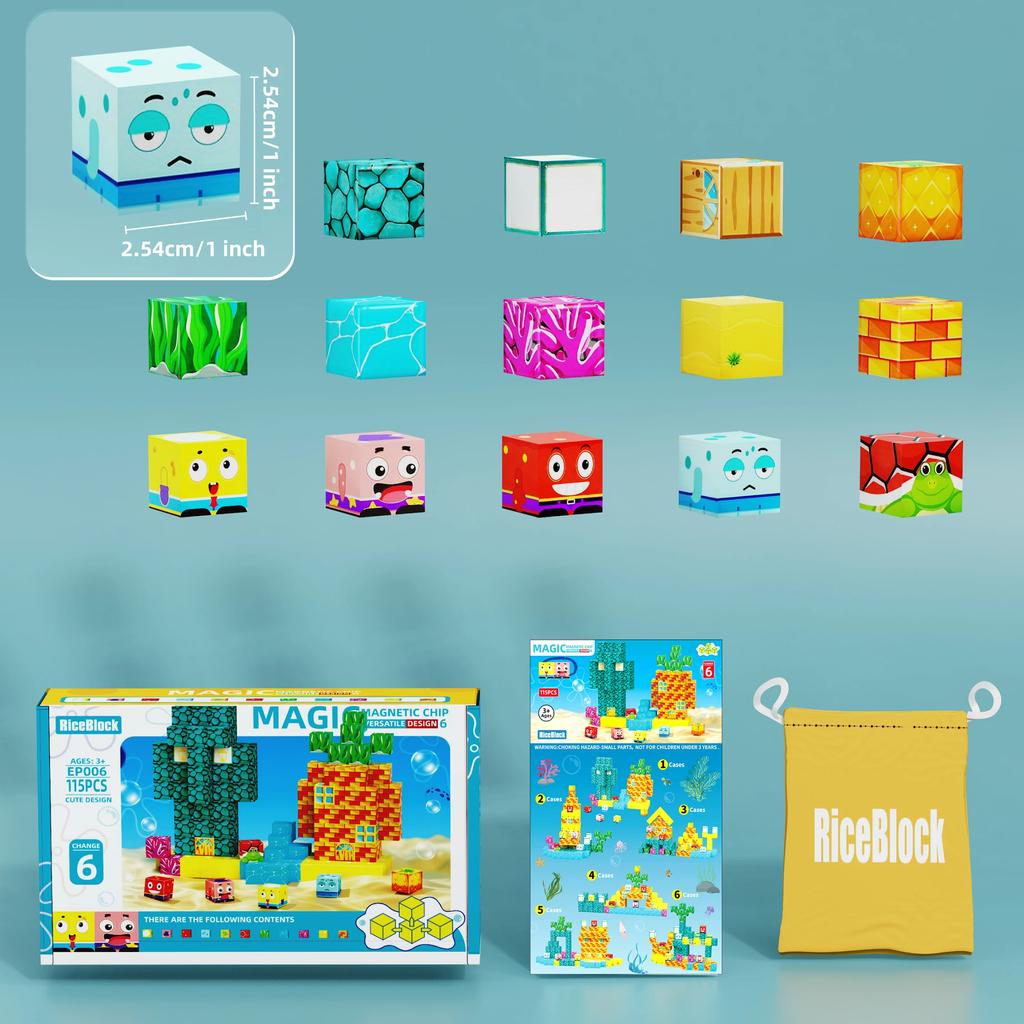 115PCS Magnetic Building Blocks Mine Magnet World Ocean Set STEM Building Toys for Kids Ages 3-8 Must Haves Toddler Toys Gifts