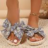 Fashion Women's Flat Shoes Summer New Round Head Open Toe Butterfly Knot Soft Sole Anti-slip Wear-resistant Slippers