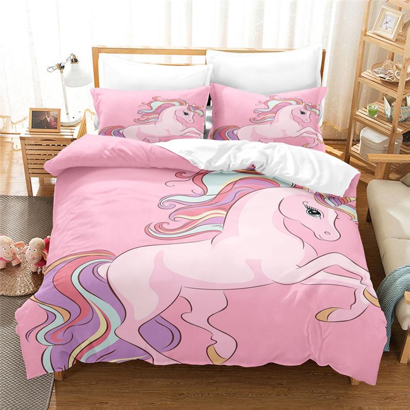 Cartoon Unicorn Four-Piece Three-Piece Quilt Cover Bed Sheet