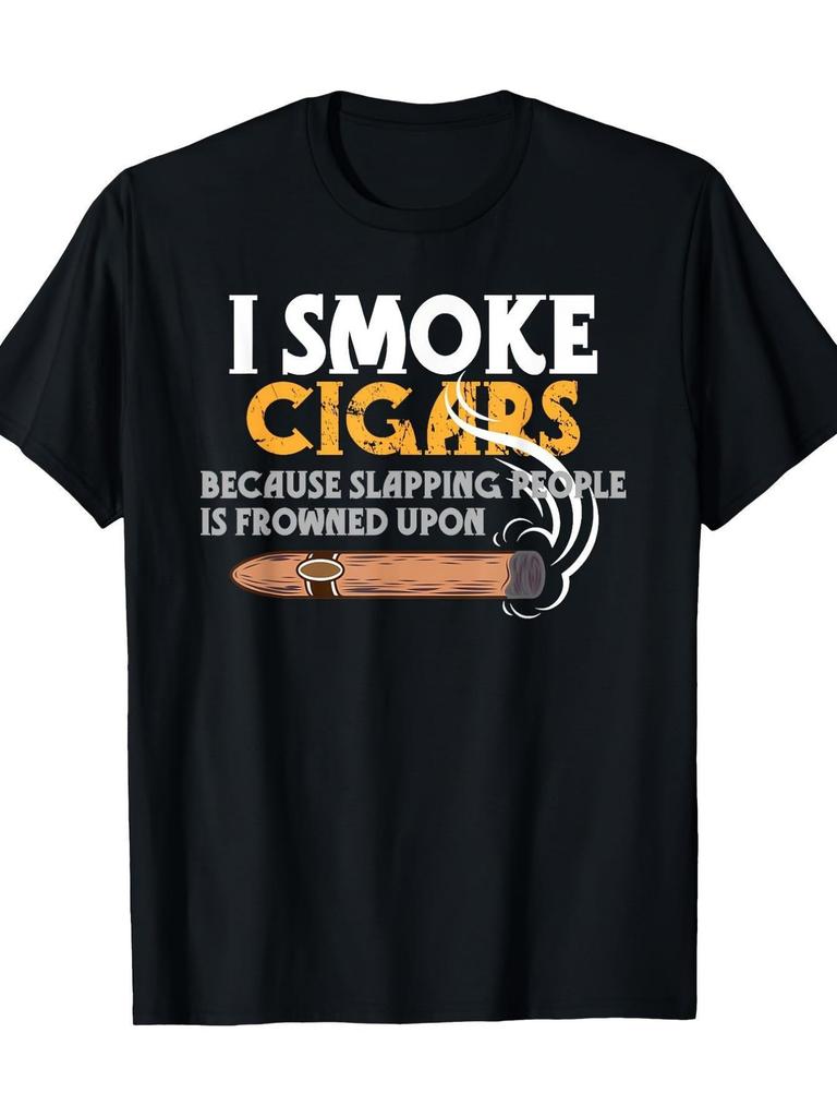 Funny TShirt Gift for Cigar Aficionados.jpg Fashion Boutique T-shirt Casual WearPattern Print Crew N