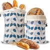 Reusable Beeswax Bread Bags Beeswax Coated Cotton Bread Storage Bags 43*33cm Zipper Closure Fresh-Keeping Bread Bags Freezer Use