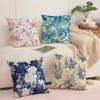 Classic Flowers Pattern Blue Cushion Cover Short Plush Doublesided Print Square Throw Pillow Covers Sofa Home Cushion Decor