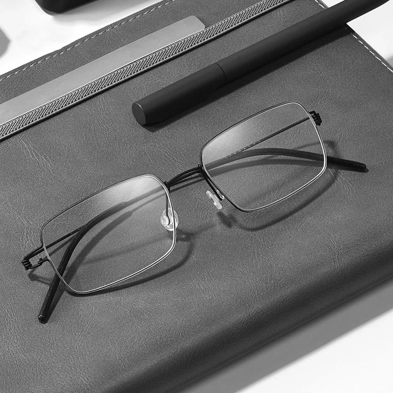 Men Titanium Alloy Reading Glasses Anti Blue Light Business Frame for Hyperopia Presbyopia Prescription