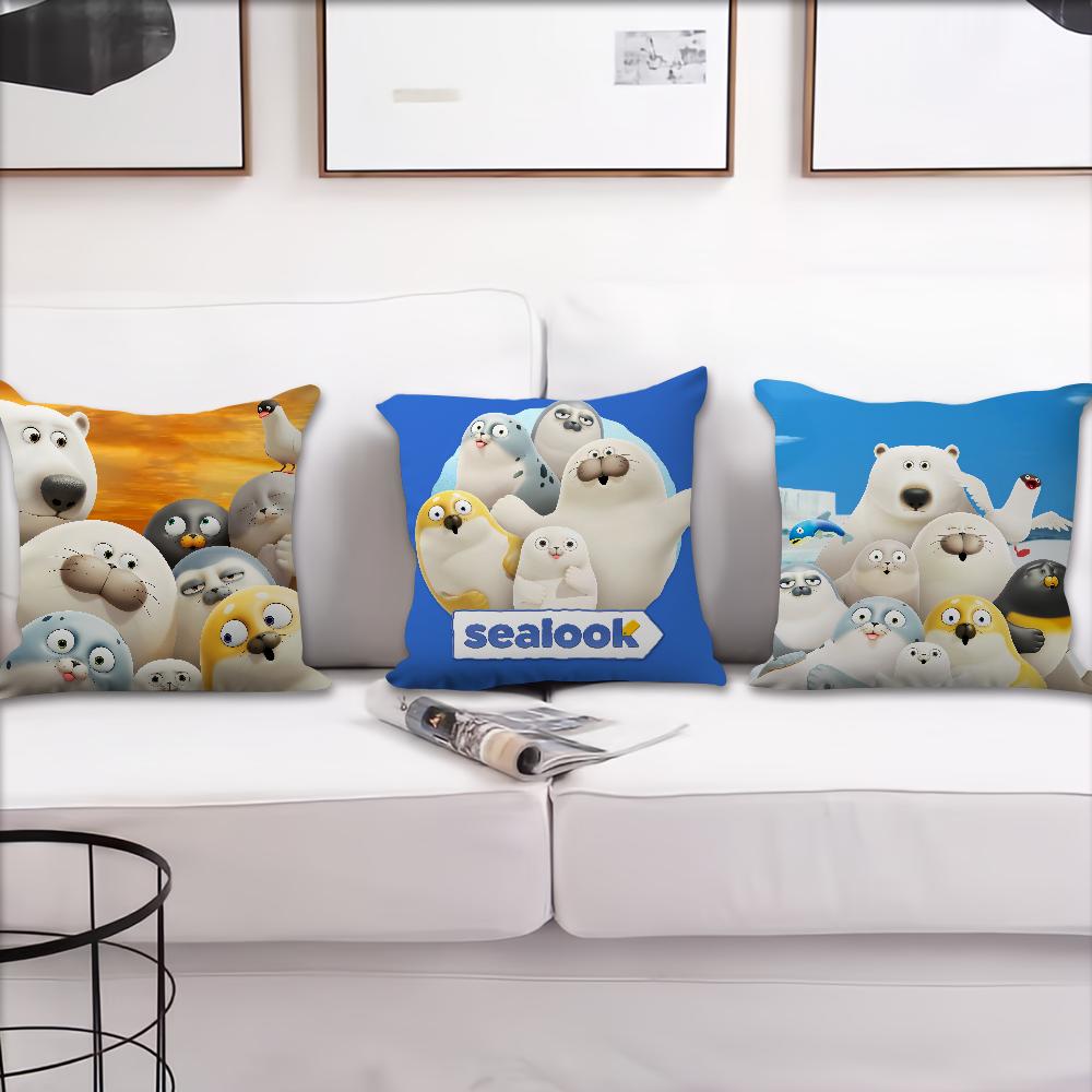 Kissenbezug weich Bequemer Kissenbezug S-Sealook für Sofa lustig Wohn- Cartoon-Zimmer Heim-Büro-Dekor Schutzhüllen