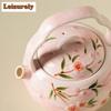 190ml Hand-painted Peach Blossom Lifting Handle Teapot Antique Tea Infuser Pot Tea Maker Kettle with Filter Tableware Ornaments