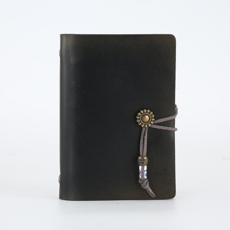 Custom Logo Leather Strap Notebook - Retro Travel Journal & Office Pocket Notebook